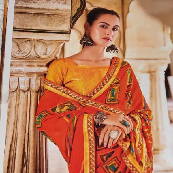 Orange Georgette Saree