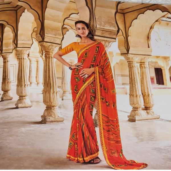 Orange Georgette Saree - Image 2